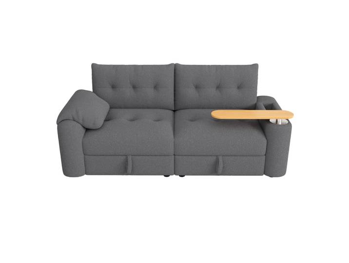 Canapé en peluche lammfell-optik grise avec rangement 207,5x80x87 cm
