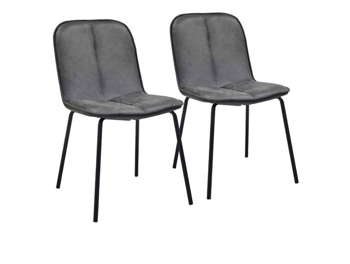 Lot de 2 chaises en métal et textile enduit grises