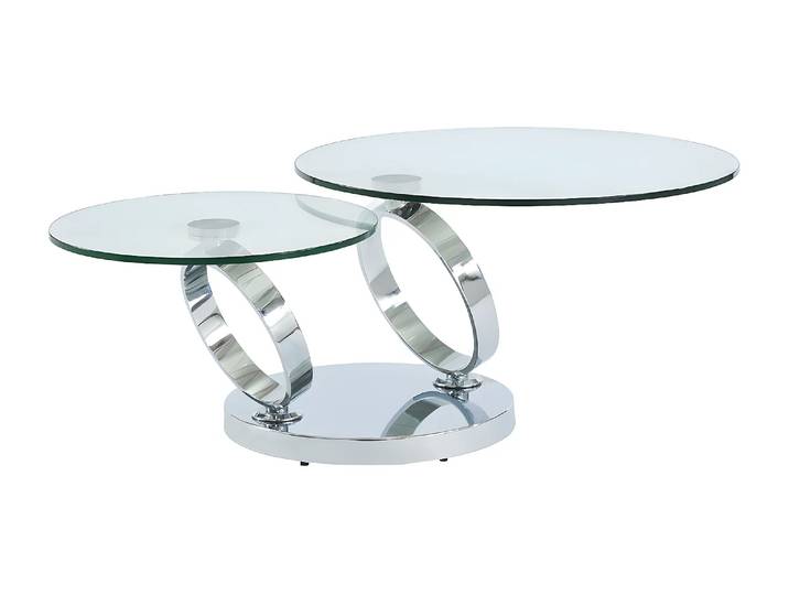 Table basse avec plateaux pivotants - Verre trempé et métal - JOLINE de Maison Céphy