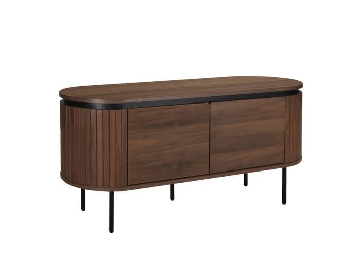 Meuble tv rectangulaire 2 portes l120 cm effet bois foncé