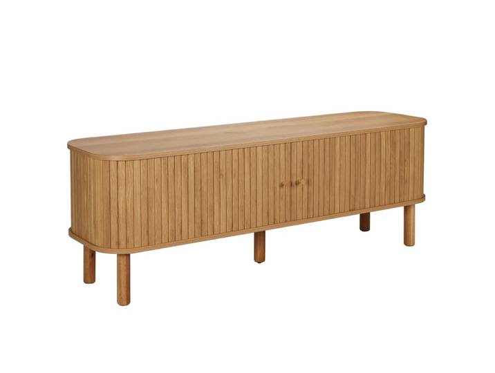 Meuble tv scandinave rectangulaire 2 portes l150 cm effet bois clair