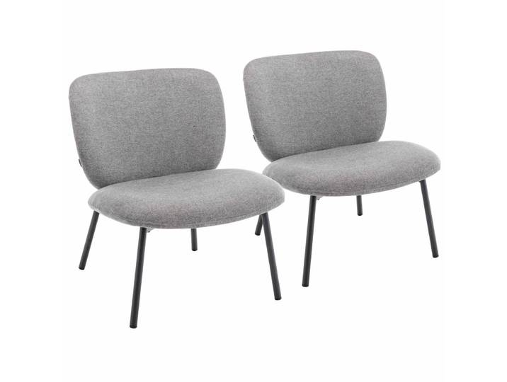 Lot de 2 fauteuils relax en acier et tissu gris foncé