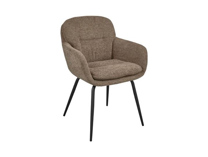 Lot de 2 fauteuils de table en tissu et métal - taupe