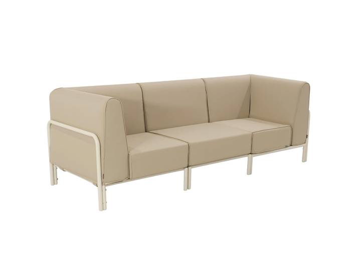 Oviala - Salon de jardin modulable 3 places en aluminium avec 1 chauffeuse et 2 fauteuils d'angle