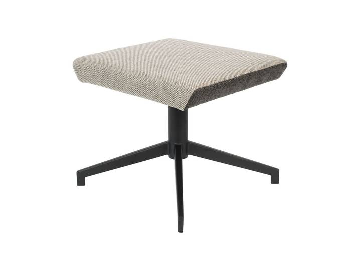 Repose-pied en tissu gris, rembourré, uni, rectangulaire, base no