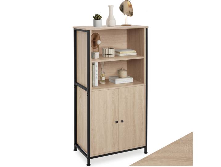 Buffet Doncaster 60x38x125cm - Bois clair industriel, Chêne Sonoma