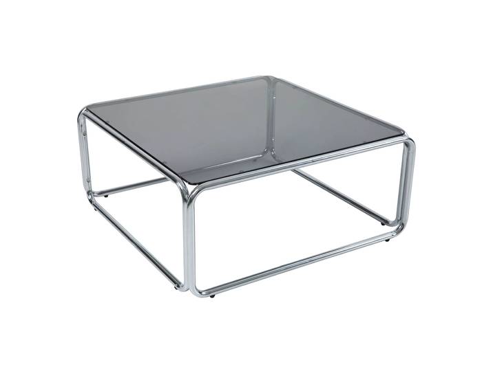 Oviala - Table basse en verre trempé carrée et structure chrome 90x90 cm