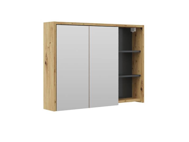 Armoire de toilette chêne/anthracite 100x75cm