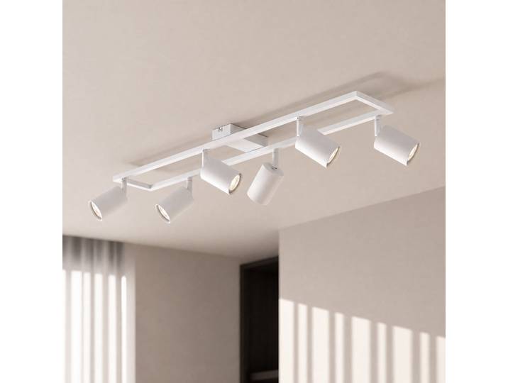 Spot pour plafond Bravius, blanc, à 6 lampes, fer - Lindby - Salon / séjour - Métal - Multi-ampoules