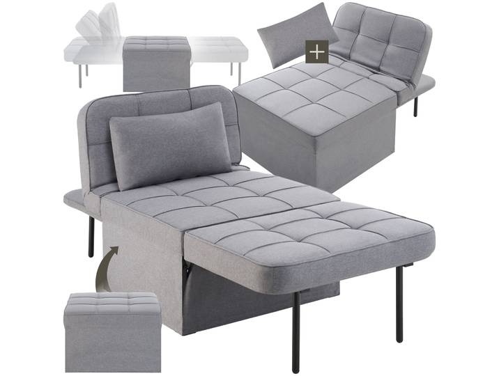 Fauteuil de relaxation PONTO 4-en-1 réglable sur 6 positions - gris