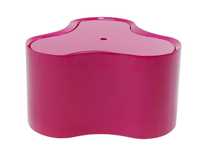 Table basse avec rangement en fibre de verre rose