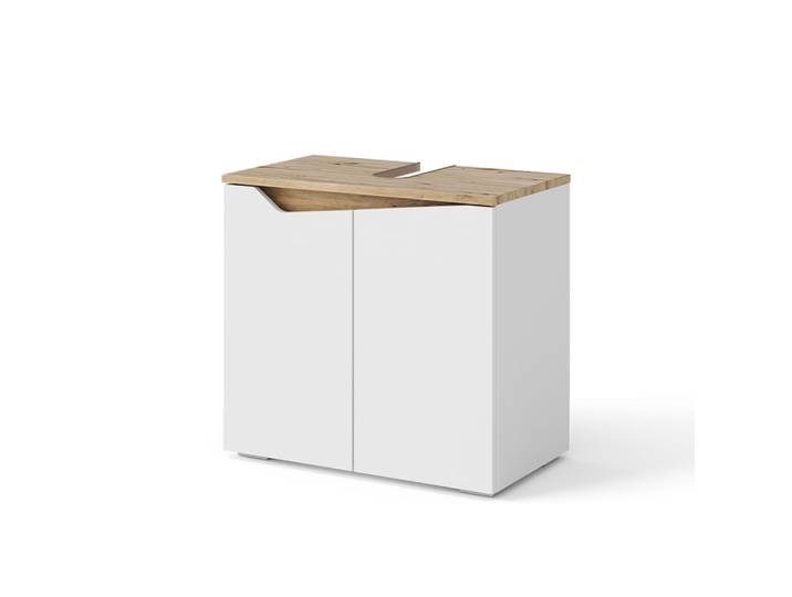 Meuble sous vasque simple avec 2 portes, blanc 60 x 57.5cm