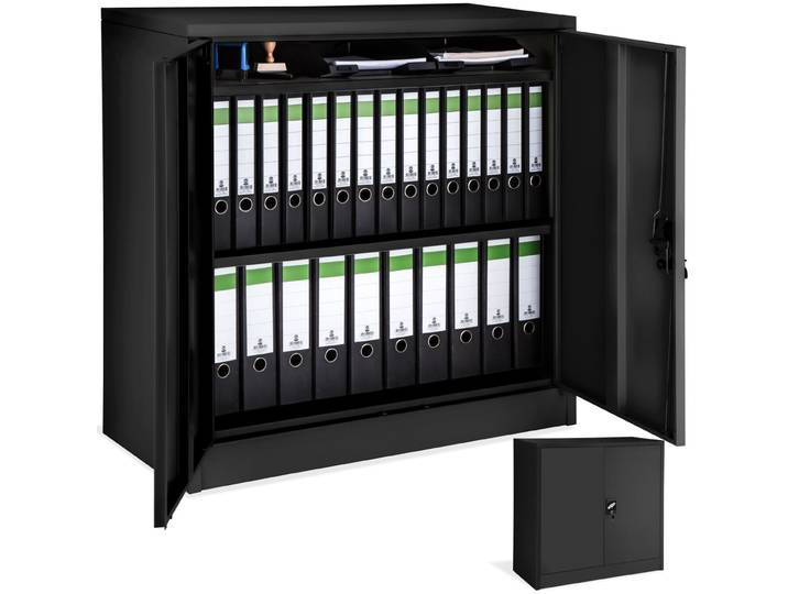 Armoire métallique à dossiers 3 étagères 90x40x90cm - noir