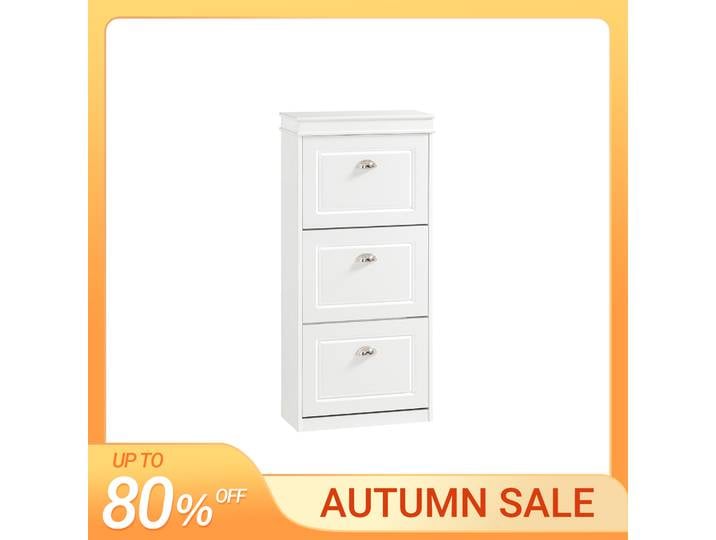 SoBuy FSR94 Meuble à chaussures avec 3 compartiments à rabat et 6 niveaux de rangement, commode à chaussures, étagère à chaussures