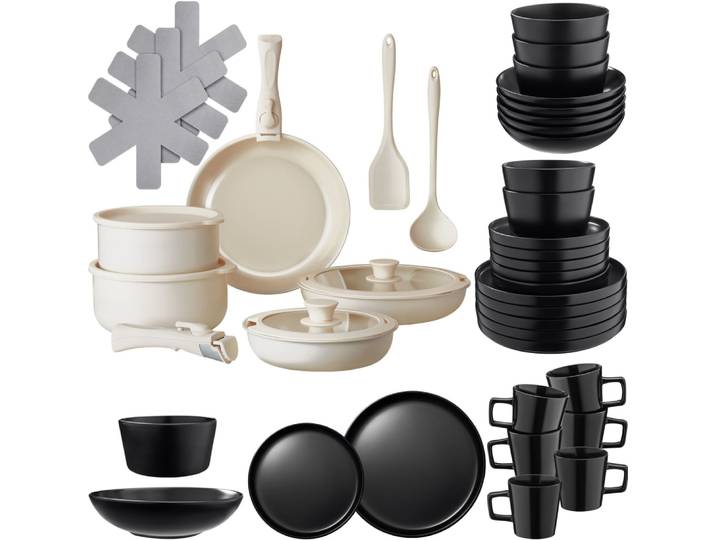 Ensemble de vaisselle pour 6 personnes avec kit de cuisine