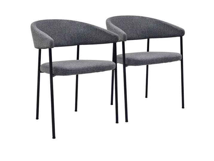 Oviala - Chaises en tissu et métal avec accoudoirs - Lot de 2