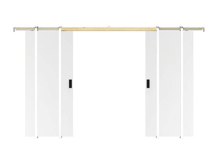 Porte coulissante double avec système à galandage - 2 x H205 x L83 cm - MDF + PVC Blanc - VARIN II