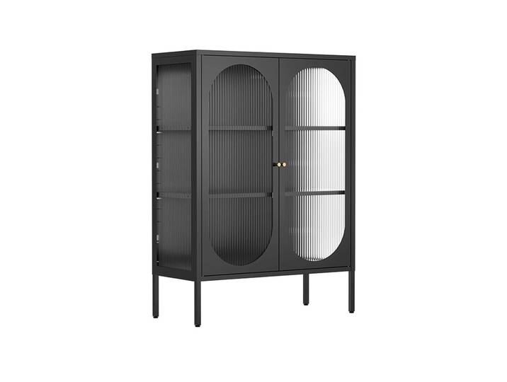 Oviala - Buffet coloré en métal et verre 2 portes 80 cm