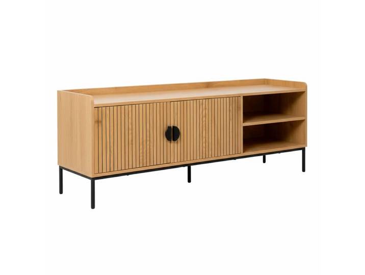 Meuble tv en acier et mdf décor mélaminé 150 cm beige