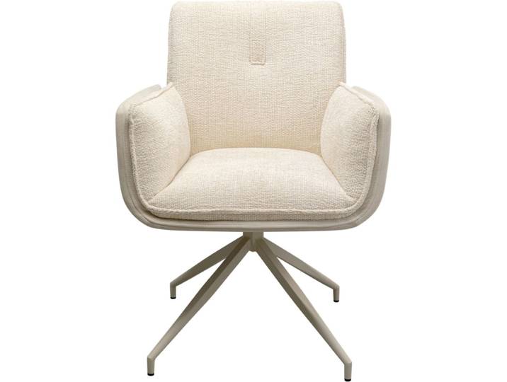 Fauteuil de table pivotant en polyester et acier beige