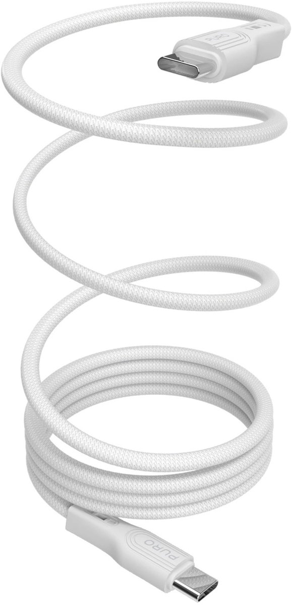 Puro Magnetic USB-C - USB-C 60W USB 3.2 (20 Gbps) 1m Magnetic Cable - White