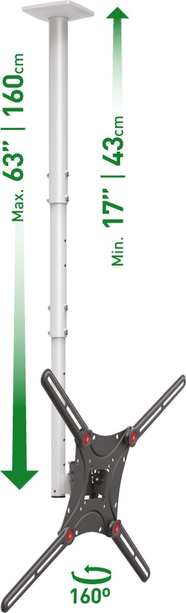 Barkan 4500L mounting kit - full-motion - for TV - long - black and white - Max 43 kg - recommended for 13"-75"
