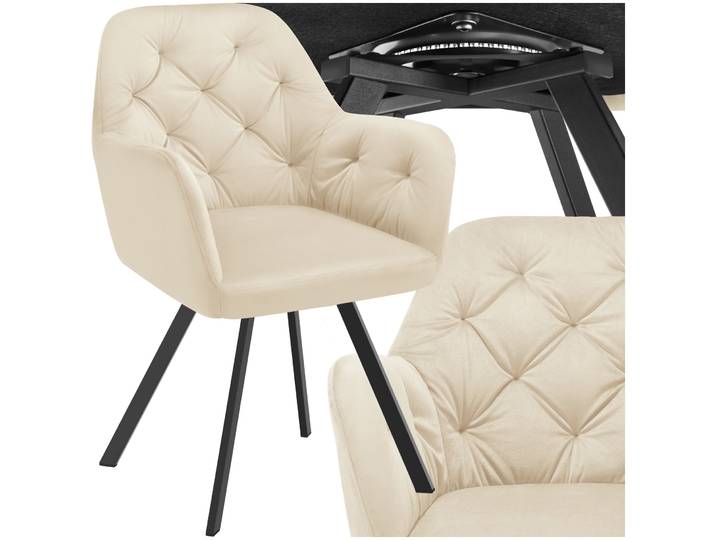 Fauteuil pivotant en velours Lucia, rembourré - crème, par pièce