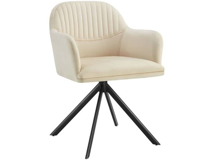 Chaise pivotante à 360° en velours avec rembourrage crème/noir