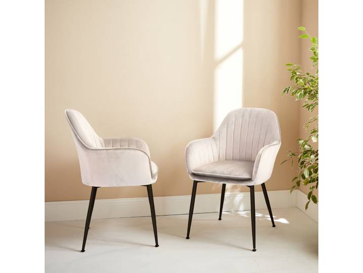 Lot de 2 fauteuils velours et pieds metal