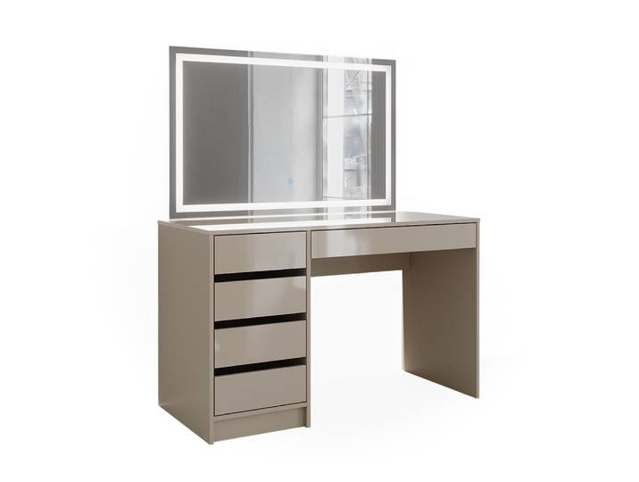 Coiffeuse avec miroir led gris brillant 120x145cm