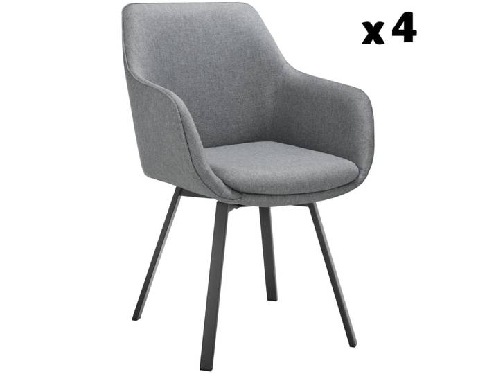 Lot 4 fauteuils pivotants rembourrés avec accoudoirs et dossier gris