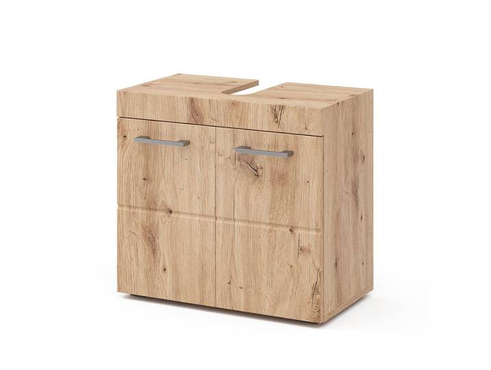 Meuble sous vasque simple , chêne wotan 60 x 56cm