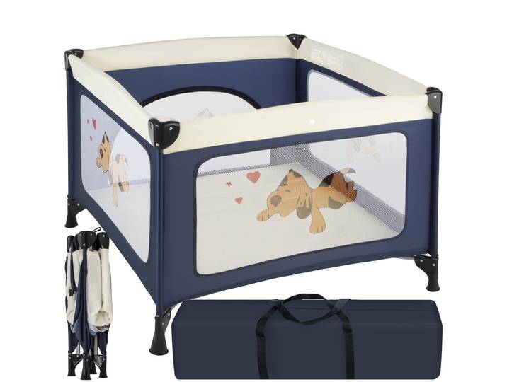 Parc Bébé, Lit de voyage Pliant Tommy Junior 105x105x78cm - bleu