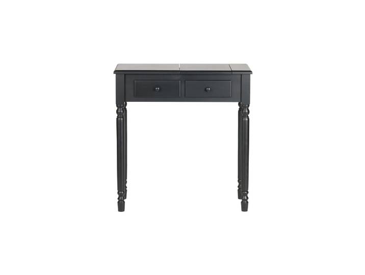 Coiffeuse en bois de pin et MDF noir, 2 tiroirs, miroir amovible,
