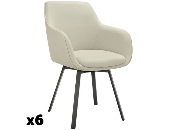Lot 6 fauteuils pivotants rembourrés avec accoudoirs gris/beige