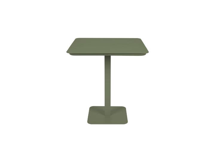 Table de bistro en aluminium vert, 4 places, carrée, angles arron
