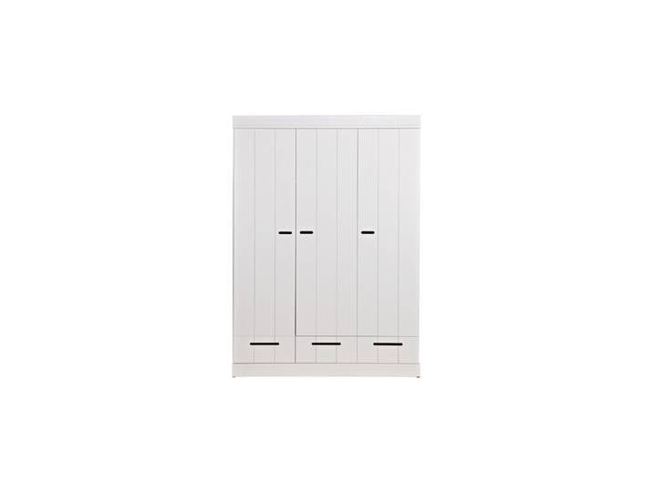 Armoire haute en bois de pin massif blanc, 3 portes, 3 tiroirs, 5