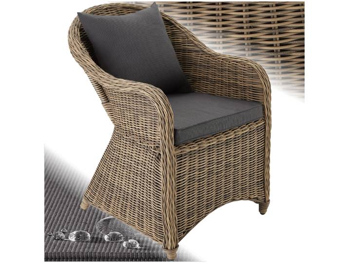 Fauteuil en rotin avec structure en aluminium, coussin d'assise et coussin de dossier inclus - marron naturel