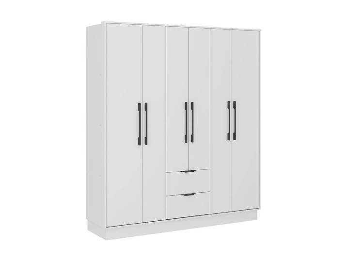 Armoire 6 portes et 2 tiroirs - L162 cm - Blanc - FEOVA