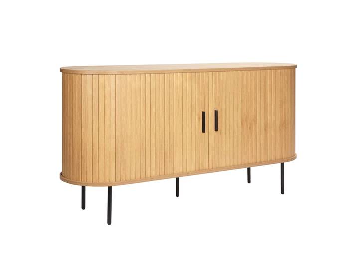 Buffet 2 portes en mélaminé et acier 140 cm beige