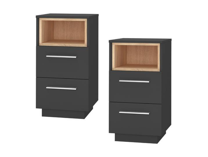 Lot de 2 tables de chevet anthracite, 36 x 68cm
