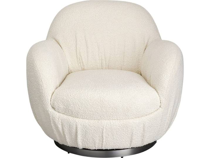 Fauteuil pivotant en polyester bouclé crème