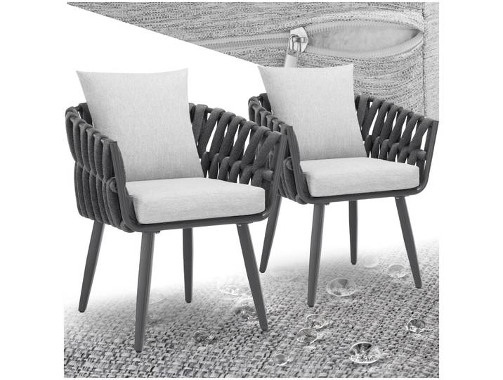 Chaise Lugano au design « Rope » avec structure en aluminium - gris anthracite