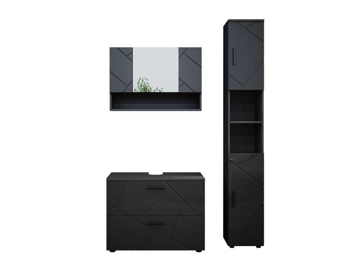 Meubles bain 3 pièces anthracite haute brillance 80x58.6cm