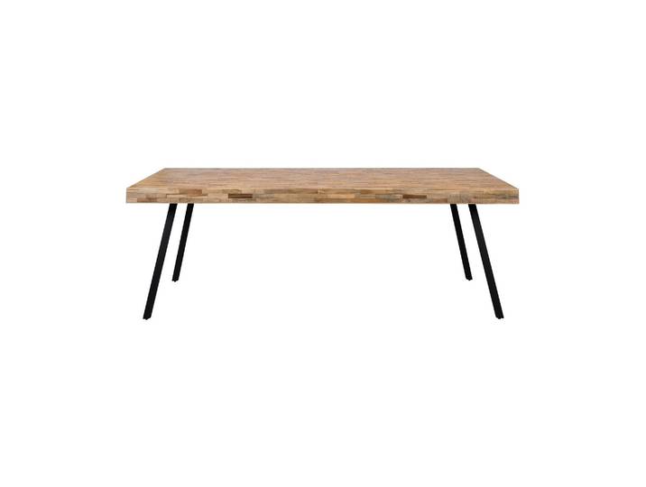 Table en teck recyclé beige, rectangulaire, 8 places, piétement e