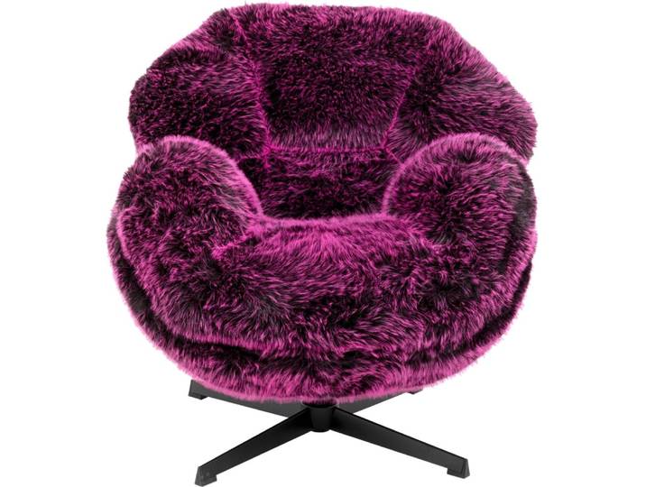 Fauteuil pivotant à poils longs violets