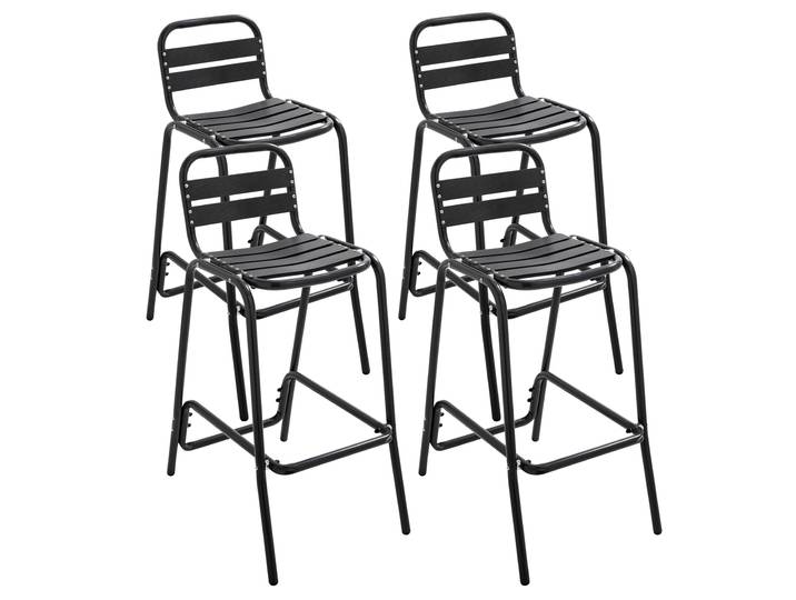 Oviala - Chaises hautes de jardin en aluminium foncé - Lot de 4