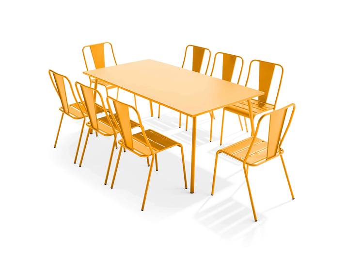 Oviala - Table de jardin en métal 180x90 cm et 8 chaises