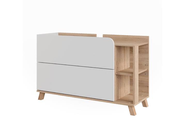 Meuble sous vasque avec 2 tiroirs sonoma/blanc 100x65cm