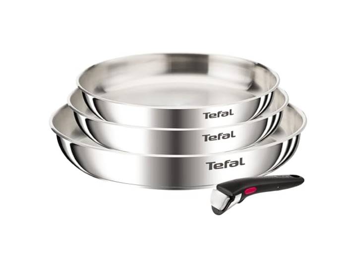 Tefal - Ingenio Serenity Batterie de cuisine - Poêle inox - 11 pièces Poêle inox avec poignée amovible brevetée - Gain de place par empilage - Cuisson précise pour repas complets au quotidien
